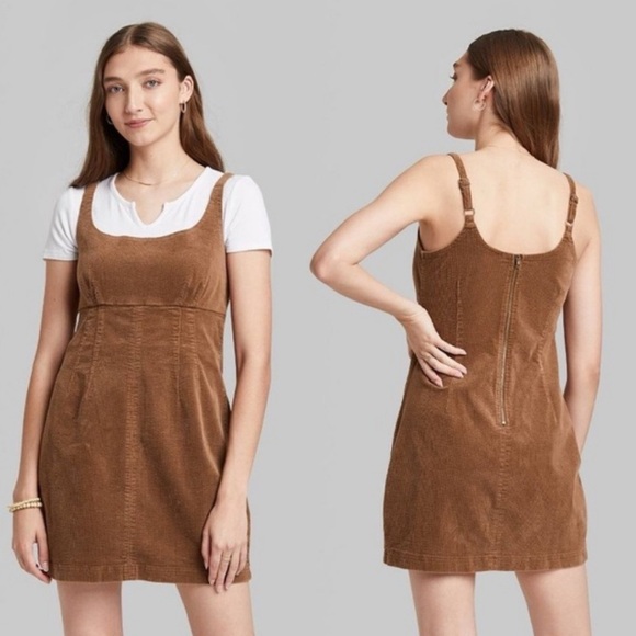 NWT Brown Corduroy fitted Wild Fable dress size XS - Picture 2 of 10